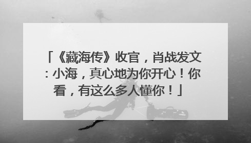 《藏海传》收官，肖战发文：小海，真心地为你开心！你看，有这么多人懂你！