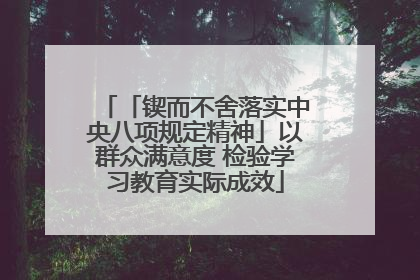 「锲而不舍落实中央八项规定精神」以群众满意度 检验学习教育实际成效