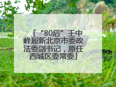 “80后”王中峰履新北京市委政法委副书记，原任西城区委常委