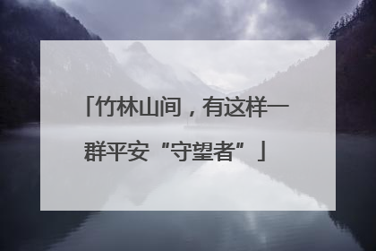 竹林山间，有这样一群平安“守望者”