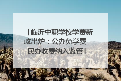 临沂中职学校学费新政出炉：公办免学费 民办收费纳入监管