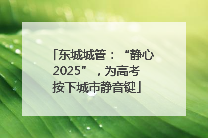 东城城管：“静心2025”，为高考按下城市静音键