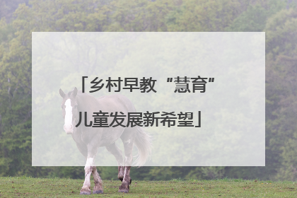 乡村早教“慧育”儿童发展新希望