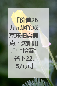 价值26万元钢笔成京东拍卖焦点：沈阳用户“捡漏”省下22.5万元