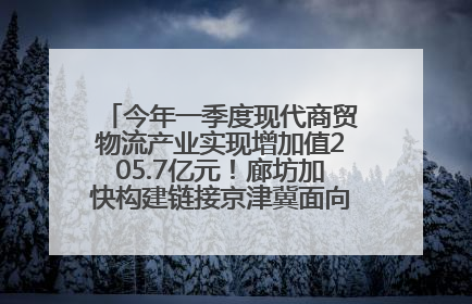 今年一季度现代商贸物流产业实现增加值205.7亿元！廊坊加快构建链接京津冀面向全世界的物流通道