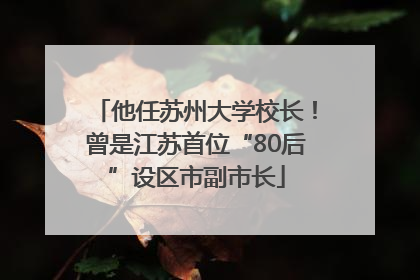 他任苏州大学校长！曾是江苏首位“80后”设区市副市长