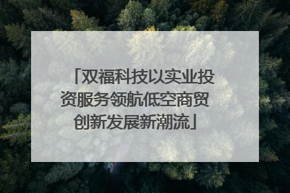 双福科技以实业投资服务领航低空商贸创新发展新潮流