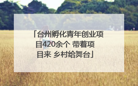 台州孵化青年创业项目420余个 带着项目来 乡村给舞台