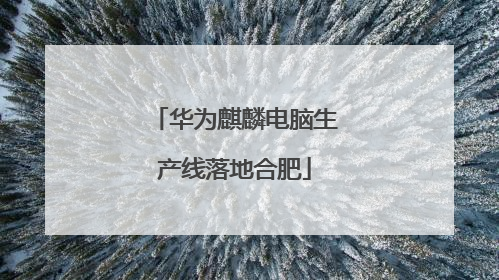 华为麒麟电脑生产线落地合肥