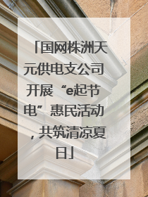 国网株洲天元供电支公司开展“e起节电”惠民活动，共筑清凉夏日