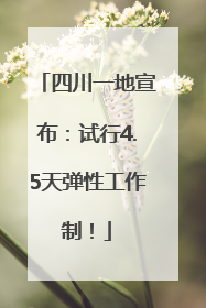 四川一地宣布：试行4.5天弹性工作制！