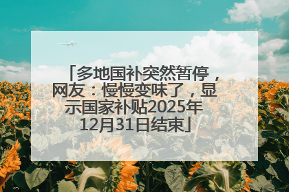 多地国补突然暂停，网友：慢慢变味了，显示国家补贴2025年12月31日结束