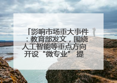 影响市场重大事件：教育部发文，围绕人工智能等重点方向开设“微专业” 提升就业能力