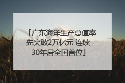 广东海洋生产总值率先突破2万亿元 连续30年居全国首位