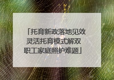 托育新政落地见效 灵活托育模式解双职工家庭照护难题