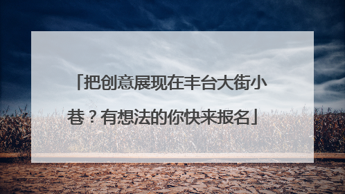 把创意展现在丰台大街小巷？有想法的你快来报名