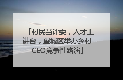 村民当评委，人才上讲台，望城区举办乡村CEO竞争性路演
