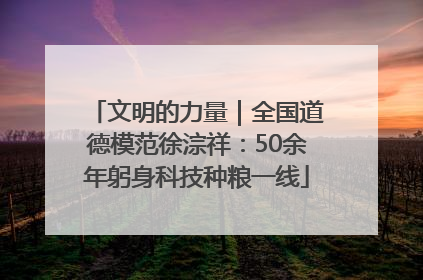 文明的力量｜全国道德模范徐淙祥：50余年躬身科技种粮一线