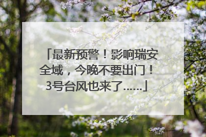 最新预警！影响瑞安全域，今晚不要出门！3号台风也来了……