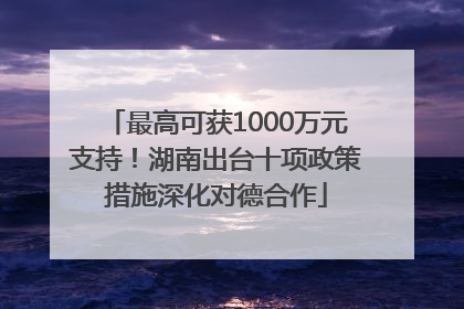 最高可获1000万元支持！湖南出台十项政策措施深化对德合作