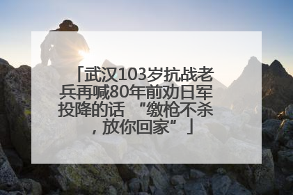 武汉103岁抗战老兵再喊80年前劝日军投降的话 “缴枪不杀，放你回家”