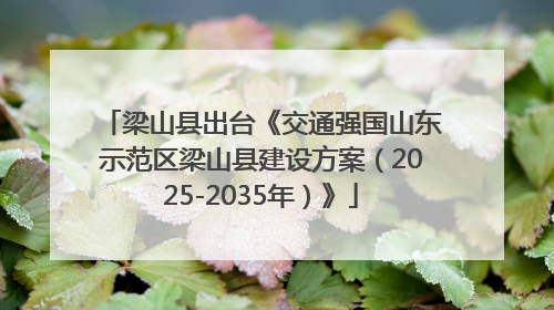 梁山县出台《交通强国山东示范区梁山县建设方案（2025-2035年）》