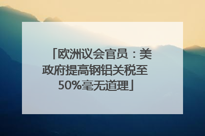 欧洲议会官员：美政府提高钢铝关税至50%毫无道理