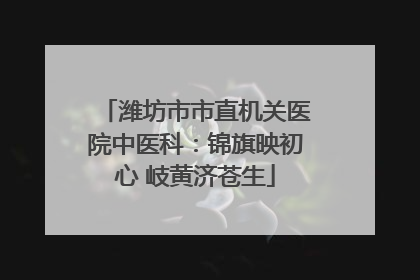 潍坊市市直机关医院中医科：锦旗映初心 岐黄济苍生
