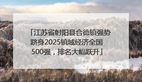 江苏省射阳县合德镇强势跻身2025镇域经济全国500强，排名大幅跃升