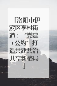 洛阳市伊滨区李村街道：“党建+公约”打造共建共治共享新格局