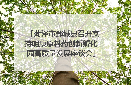 菏泽市鄄城县召开支持明康原料药创新孵化园高质量发展座谈会