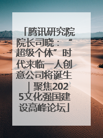 腾讯研究院院长司晓：“超级个体”时代来临一人创意公司将诞生｜聚焦2025文化强国建设高峰论坛