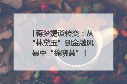 蒋梦婕谈转变：从“林黛玉”到金融风暴中“徐晓慧”