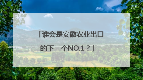 谁会是安徽农业出口的下一个NO.1？