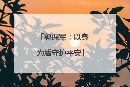 郭保军：以身为盾守护平安
