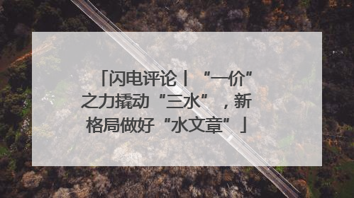 闪电评论丨“一价”之力撬动“三水”，新格局做好“水文章”